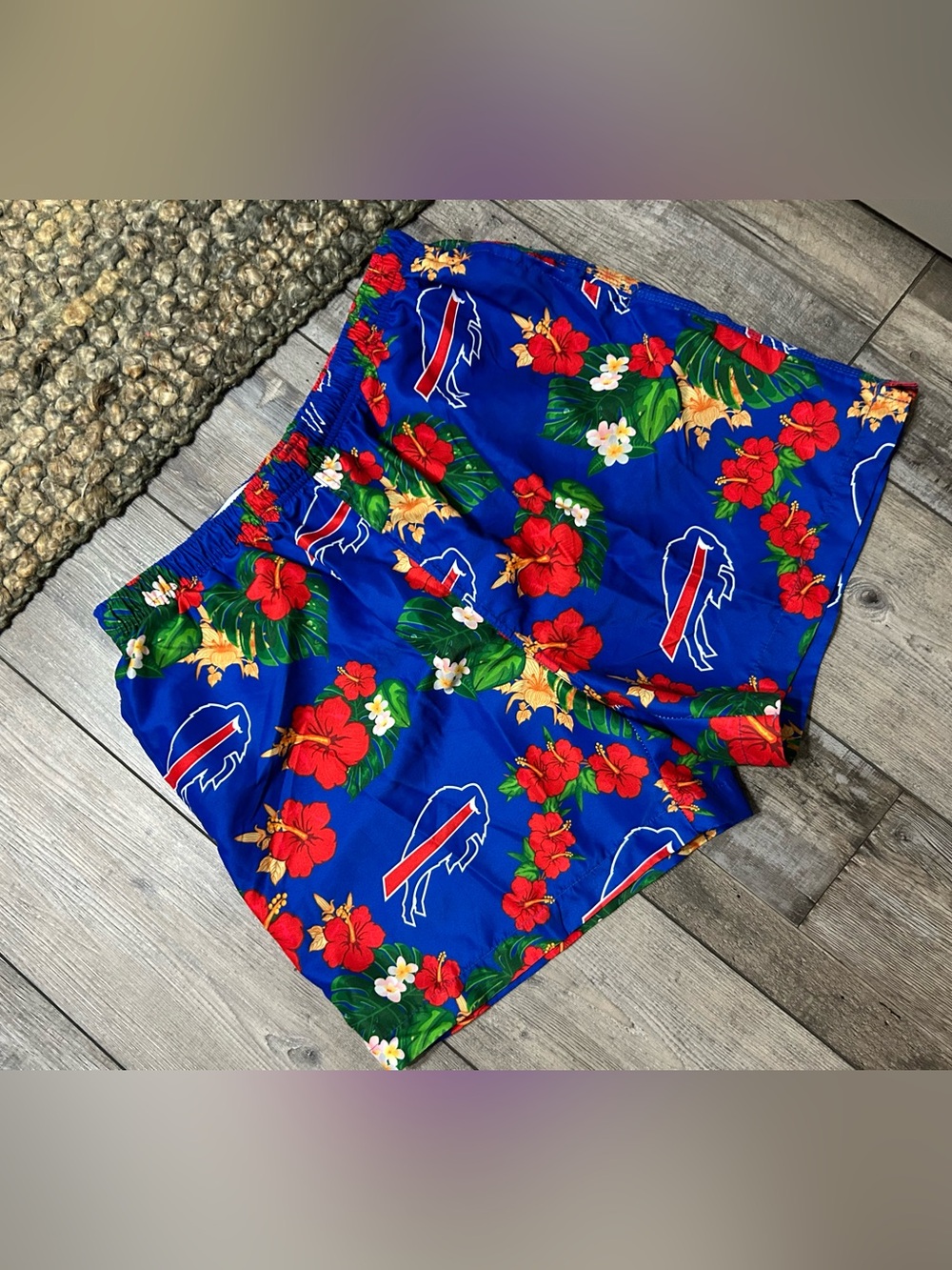 NFL Floral Buffalo Bills Hawaiian Swim Shorts tropical hibiscus